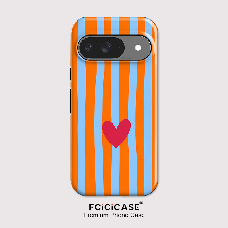 Wireless Charger - Fcicicase 스트라이프 러브 하트 케이스 (구글