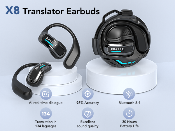 Headphones Wireless - ERAZER X8 실시간 번역 헤드폰, 마이크