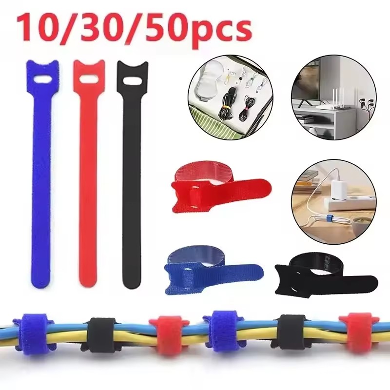 Cable Organizer - 10/30/50Pcs 재사용 가능한 후크 및 루프