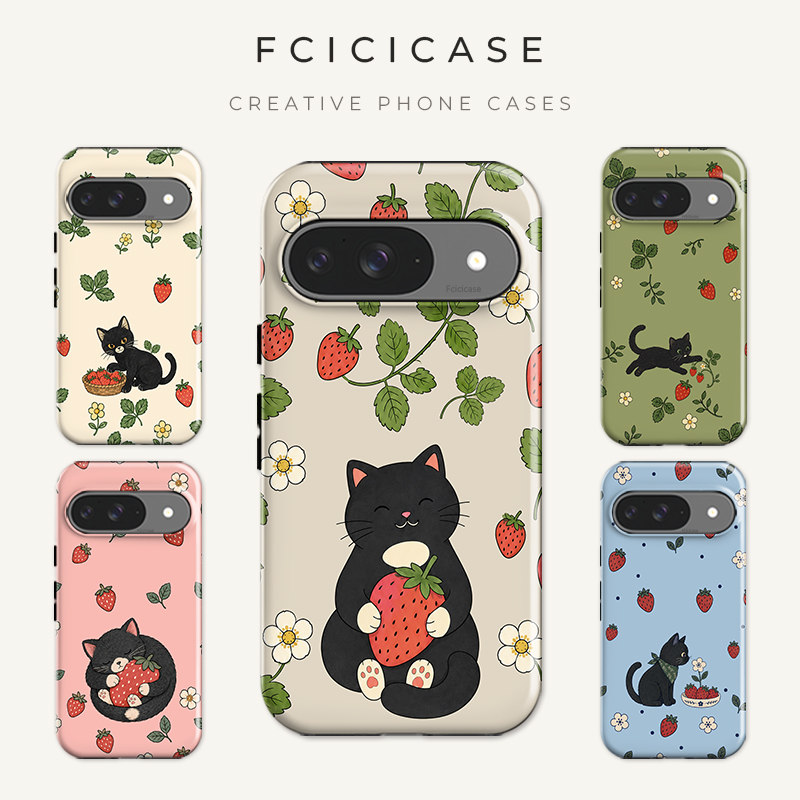 Wireless Charger - Fcicicase 귀여운 고양이 패턴 휴대폰 케이스,