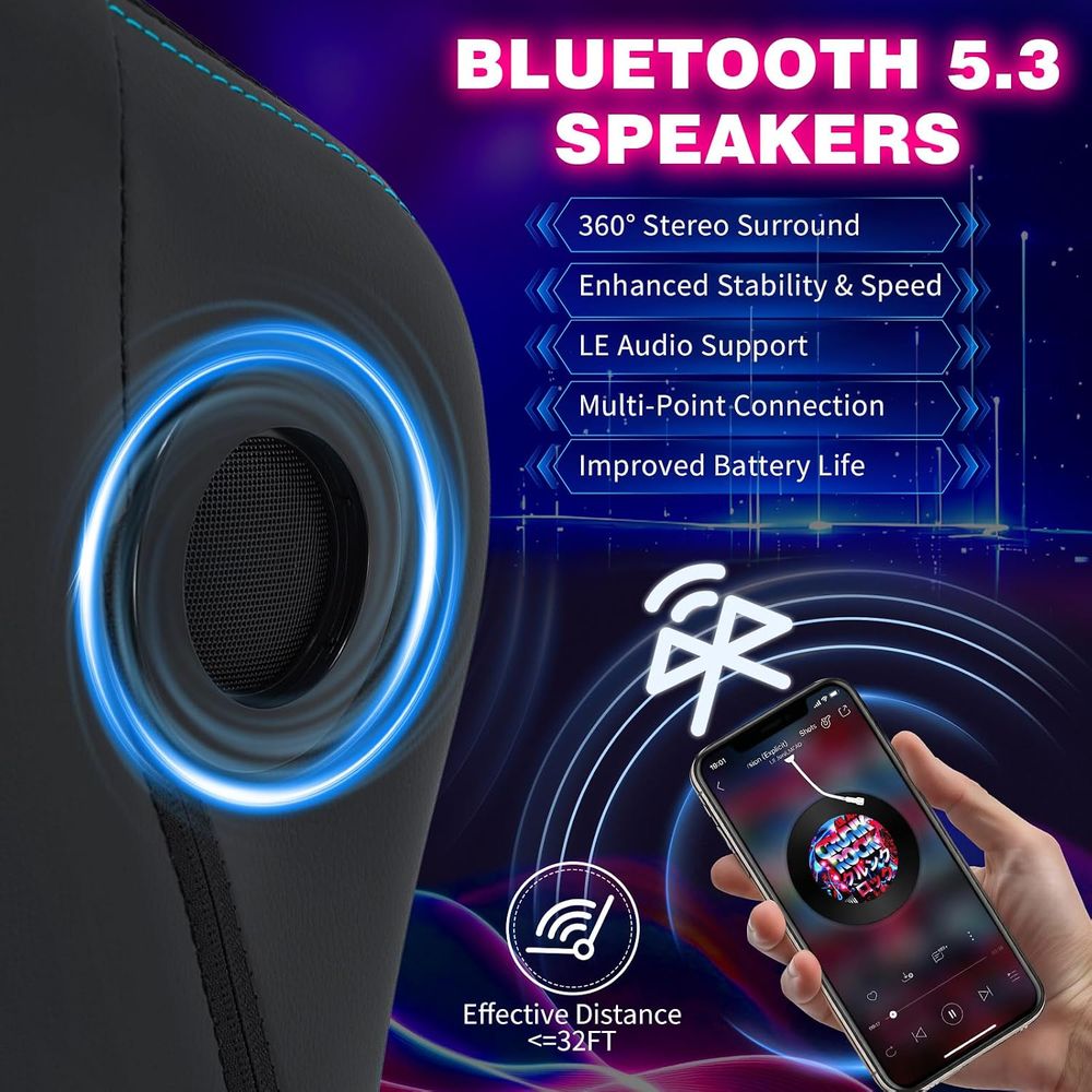 LED 조명 스피커 마사지 기능이 있는 게이밍 의자,  - Bluetooth Speaker 리뷰 및 가격