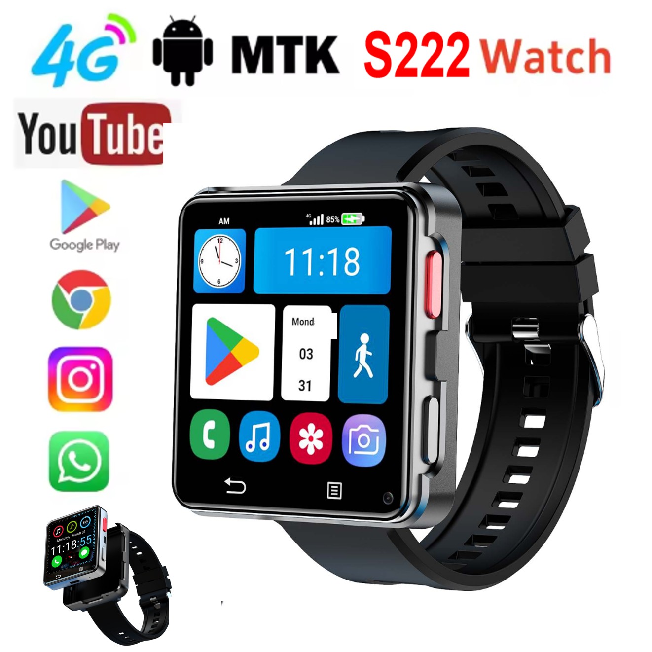 S222 스마트워치 4G SIM 카드 4GB 램 64G - Smart Watch 리뷰 및 가격