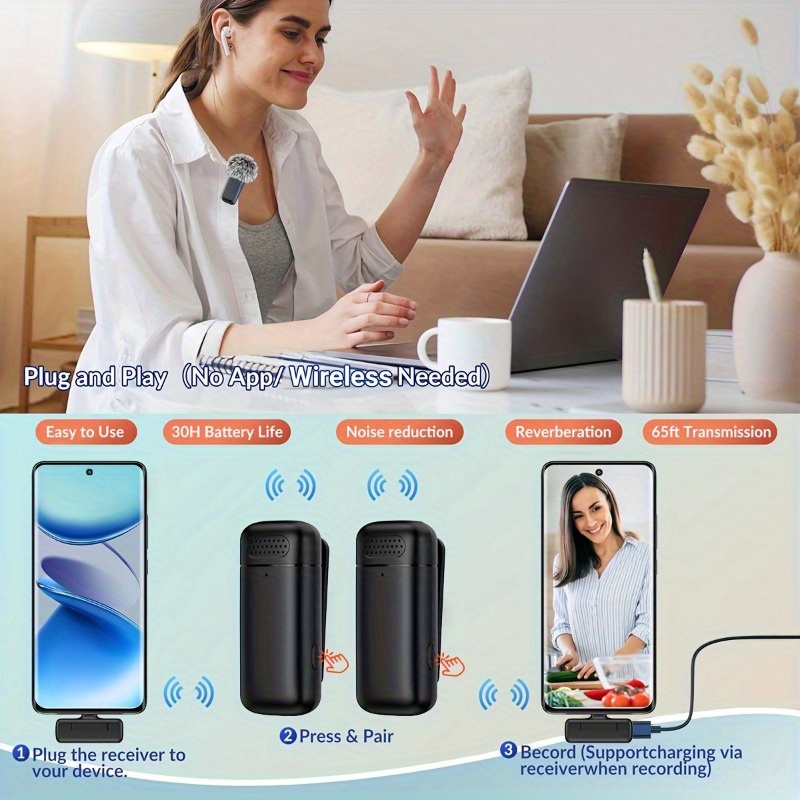 무선 라발리에 마이크, 충전 케이스 포함, 소음 감소  - Usb Charger 리뷰 및 가격